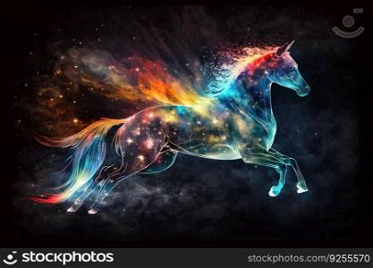 Fairy space winged horse pegasus. Neural network AI generated art. Fairy space winged horse pegasus. Neural network AI generated