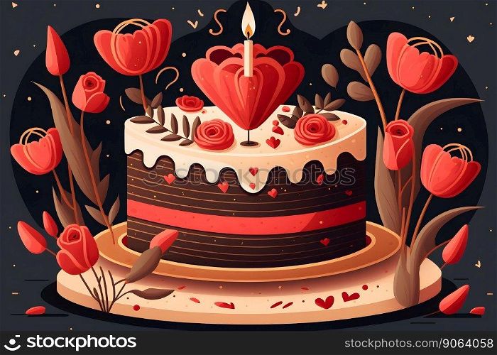 Fairytale birthday colorful cake. holiday poster. Neural network AI generated. Fairytale birthday colorful cake. holiday poster. Neural network AI generated art