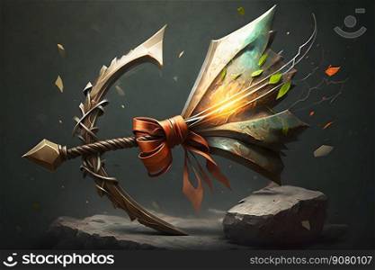 Fairytale weapon for shooting bow in fantasy style. Neural network AI generated art. Fairytale weapon for shooting bow in fantasy style. Neural network AI generated