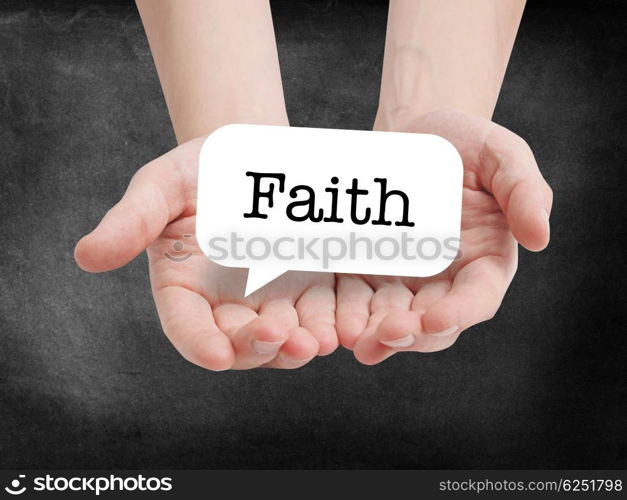 Faith written on a speechbubble