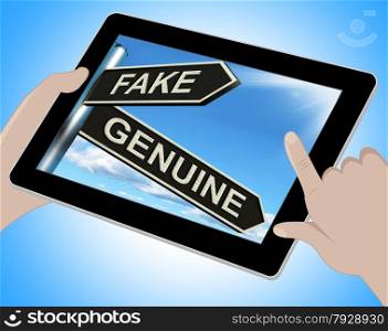 Fake Genuine Tablet Showing Imitation Or Authentic Product