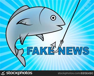Fake News Fish And Hook 3d Illustration. Fake News Fish With Hook 3d Illustration