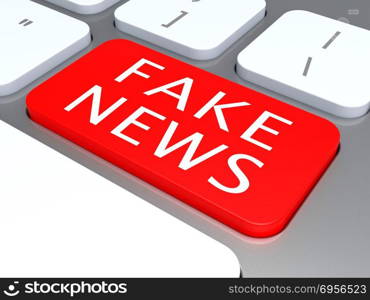 Fake News Keyboard Key In Red 3d Illustration. Fake News Red Keyboard Key 3d Illustration