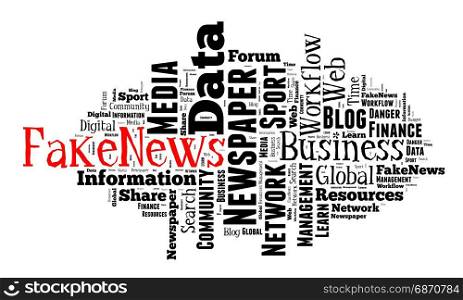Fake news wordcloud text concept over white background