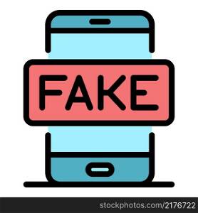 Fake smartphone news icon. Outline fake smartphone news vector icon color flat isolated. Fake smartphone news icon color outline vector