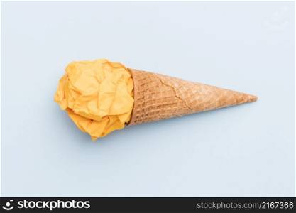 fake yellow ice cream sugar cone