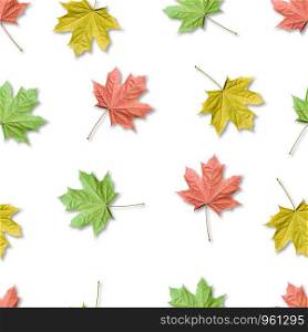 Fall bacground, colorful maple leaves seamless pattern. Maple leaves isolated.