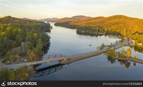 Fall color is more saturated at sunset near Long Lake Adirondack Park Mountains