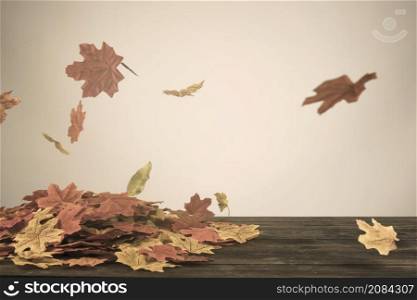 fall leaves flying wind