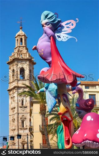 Fallas fest figures in Valencia celebration at Santa Catalina Spain