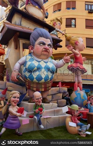 Fallas fest figures in Valencia traditional celebration at Spain in March