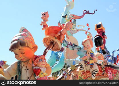 fallas from Valencia papier mache popular fest figures sculpture in Spain