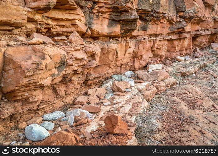 fallen rocks at canyon bottom - Ruby Wash, Red Mountain Open Space in northern Colorado