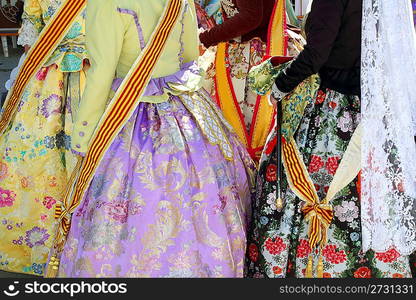 falleras costume fallas dress detail from Valencia Spain fest celebration