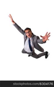 Falling businessman isolated on the white background