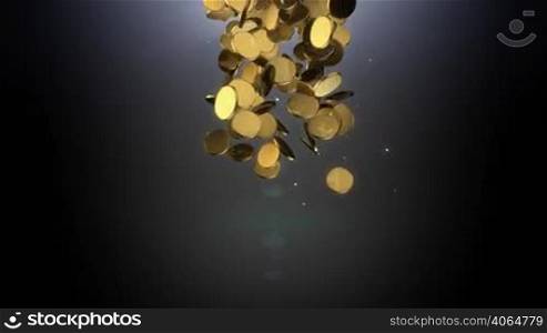 Falling coins flow in slow motion