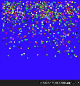 Falling Colorful Confetti Isolated on Blue Background. Falling Confetti