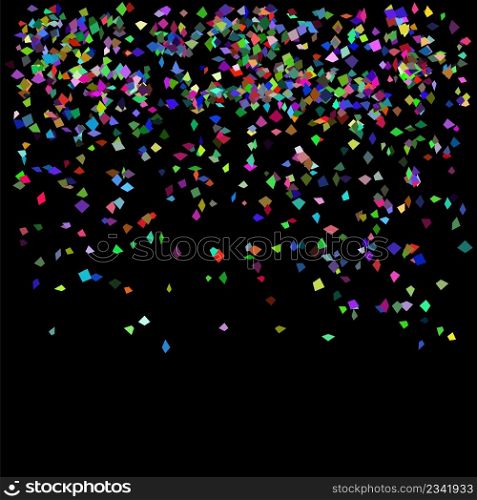 Falling Colorful Confetti Isolated on Dark Background. Falling Confetti