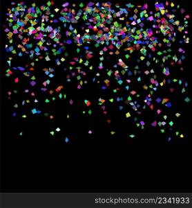 Falling Colorful Confetti Isolated on Dark Background. Falling Confetti
