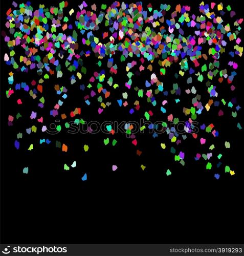 Falling Colorful Confetti Isolated on Dark Background.. Falling Confetti
