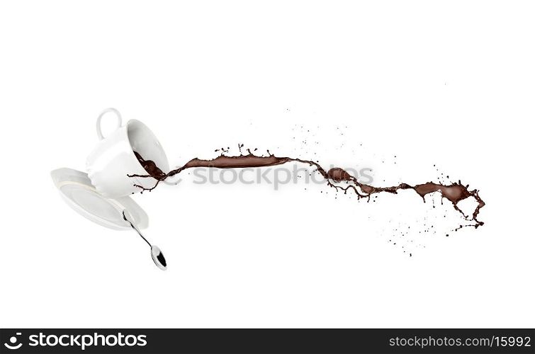 falling cup of coffee. 3d concept