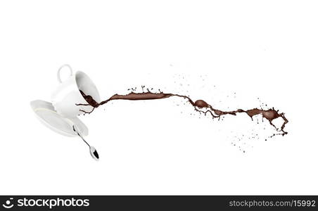 falling cup of coffee. 3d concept