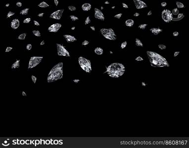 Falling Gems Abstract Background. Shiny Diamond Design