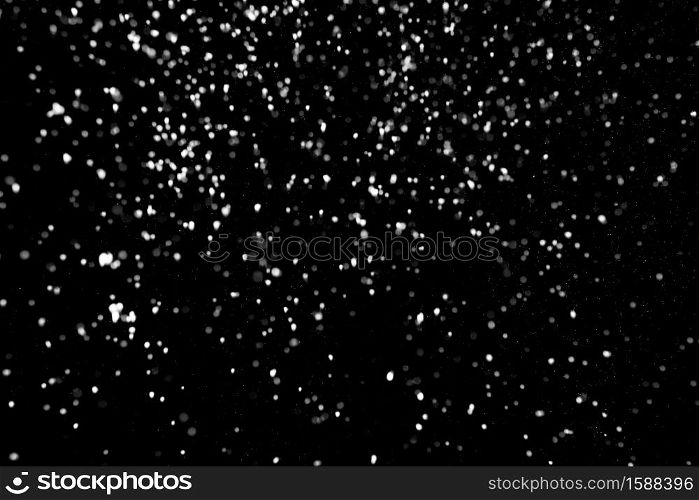 Falling Snow down On The Black Background.. Falling Snow down On The Black Background