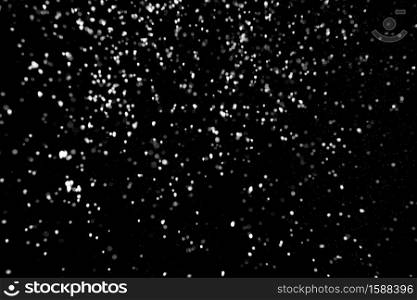 Falling Snow down On The Black Background.. Falling Snow down On The Black Background