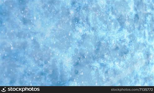 Falling Snow on ice surface background concept Christmas, happy new year, animation 3D rendering