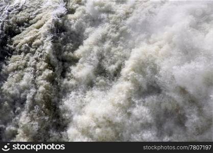 Falling water in Iguazu waterfall in Argentina