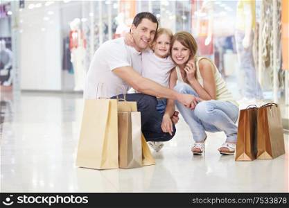 Families with a child in the store