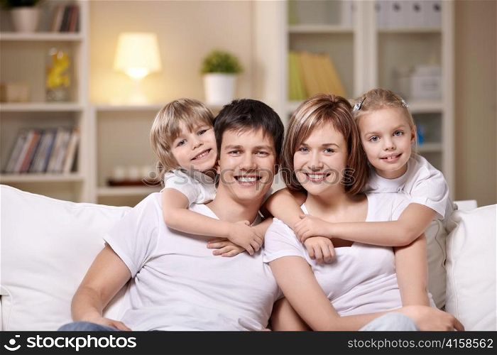Families with children in the evening