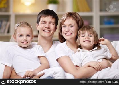 Families with children in the evening at home