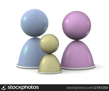Family Abstract Concept, Three 3d people in a family portrait.