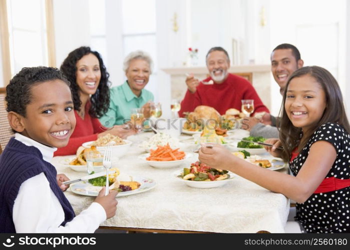 Family All Together At Christmas Dinner