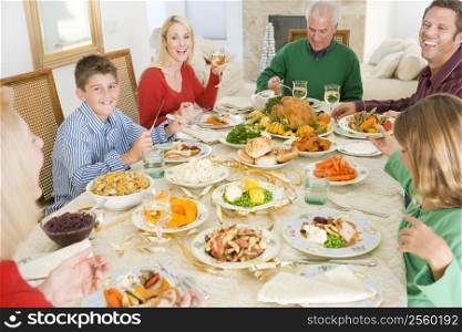 Family All Together At Christmas Dinner