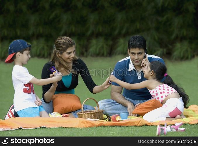 Family at picnic