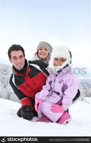 family at ski resort
