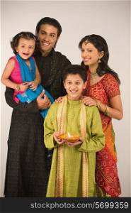 Family celebrating diwali