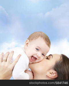 family, child and happiness concept - happy mother with baby