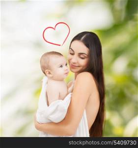 family, children, parenthood and happiness concept - happy mother with adorable baby