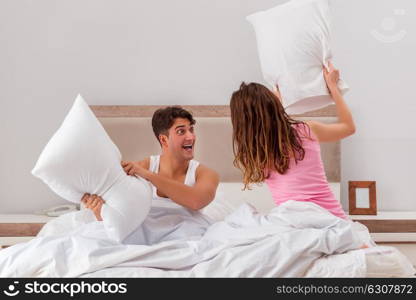 Family conflict with wife husband in bed