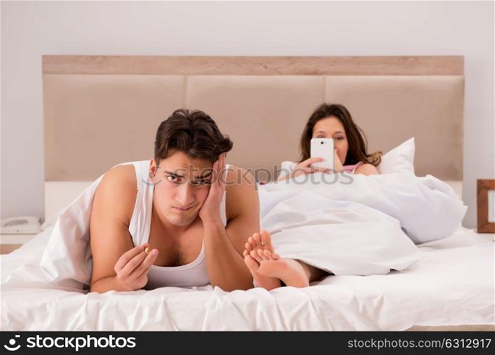 Family conflict with wife husband in bed