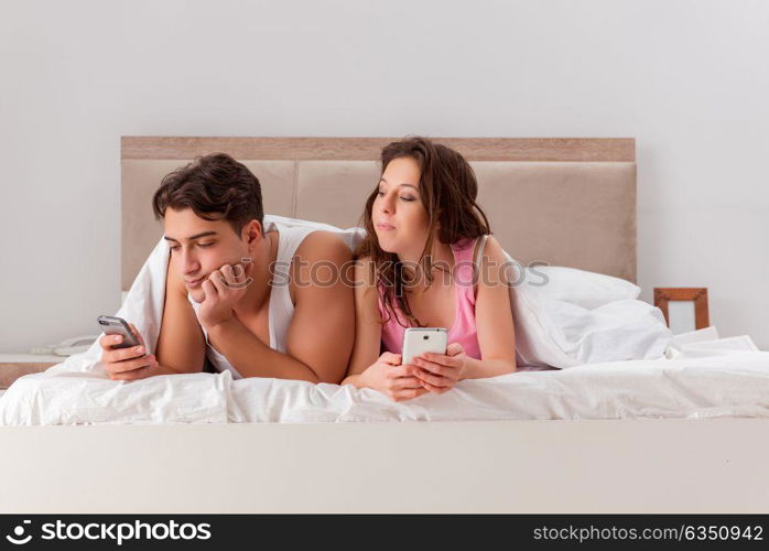 Family conflict with wife husband in bed