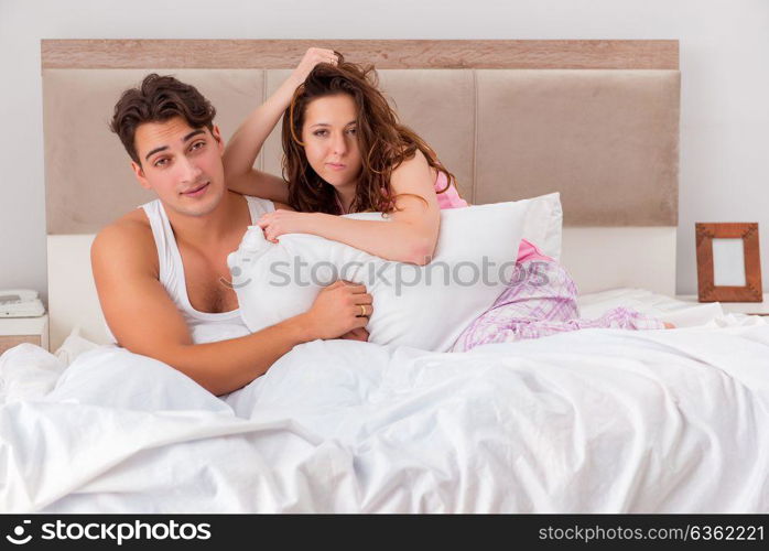 Family conflict with wife husband in bed