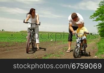 Family Cycling Together
