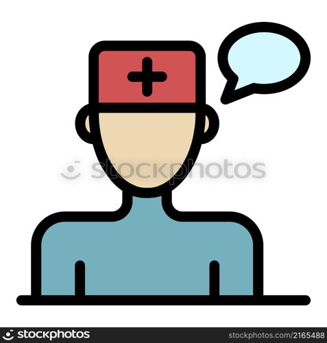 Family doctor chat icon. Outline family doctor chat vector icon color flat isolated. Family doctor chat icon color outline vector