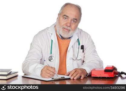 Family doctor in the oficce isolated on white background