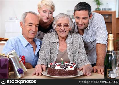 Family gathered together for birthday party